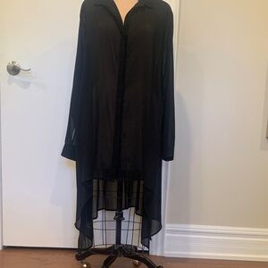 Chic Black Long Sleeve Chiffon Women's Dress